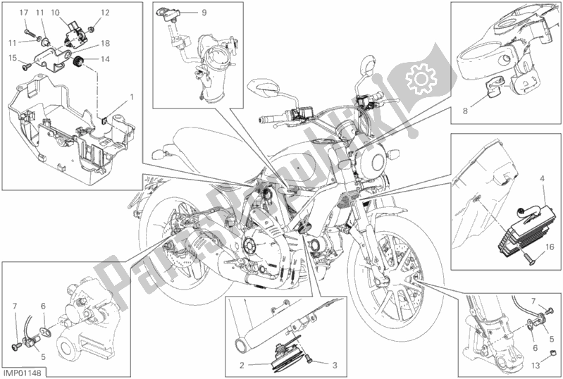 All parts for the 13d - Electrical Devices of the Ducati Scrambler Icon USA 803 2020